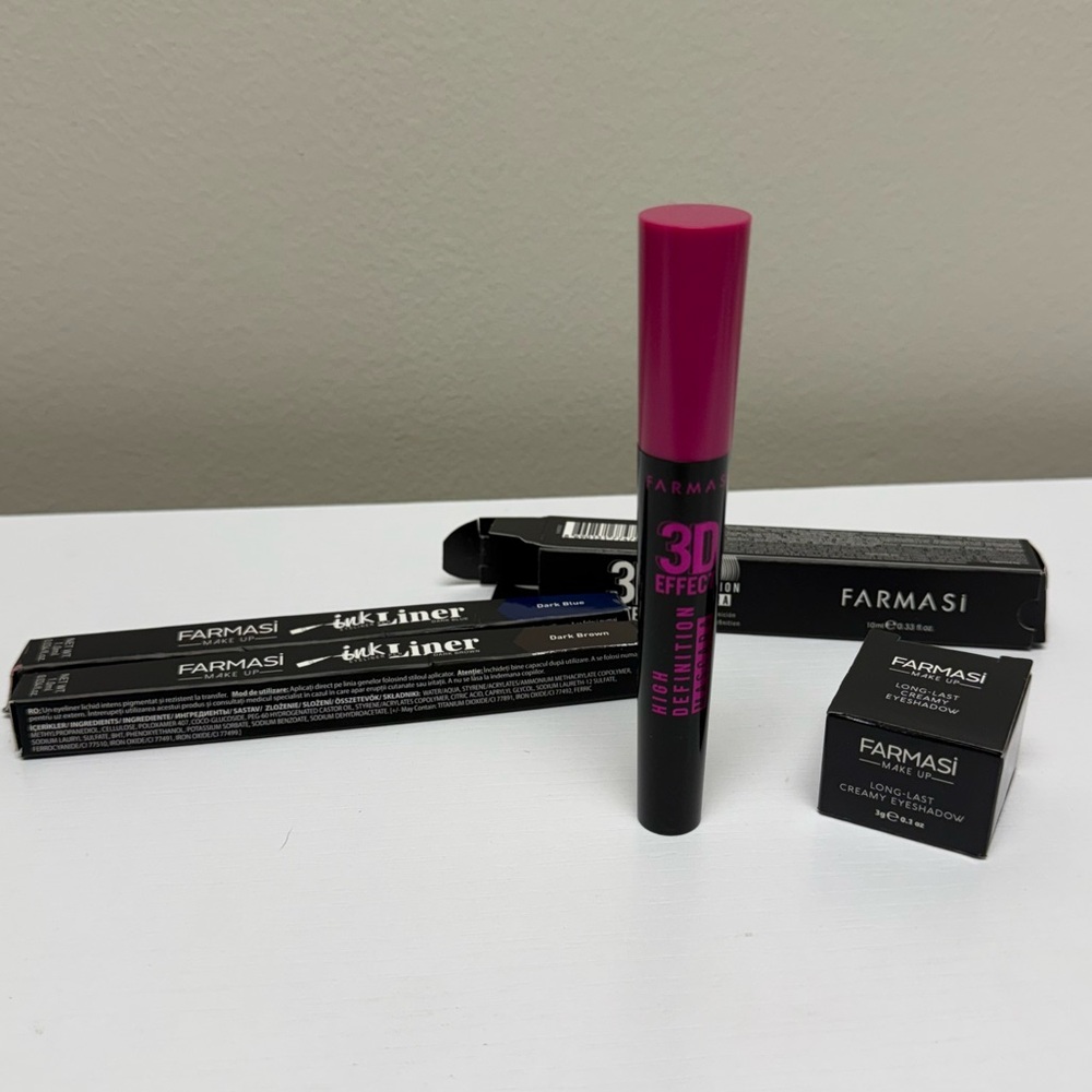 New! Bundle Farmasi Eye Makeup: creamy eyeshadow, 3D mascara, Blue & Brown Liner